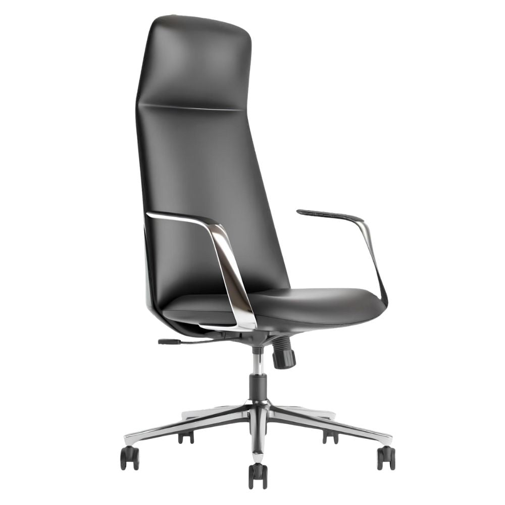 Silla directiva Nogal Beat Stellar con asiento y respaldo tapizados en piel vegana