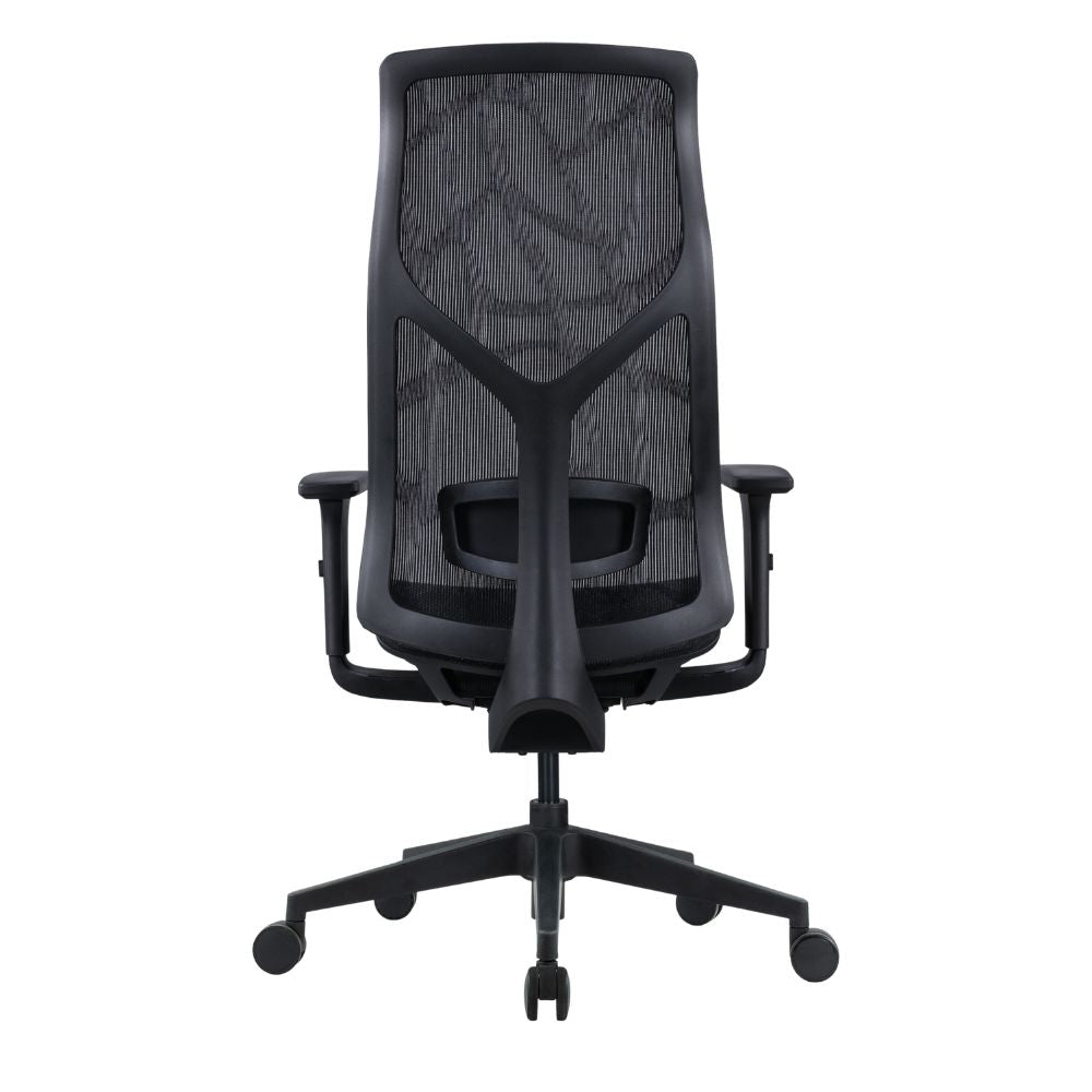 Silla ejecutiva ALBAR AB-80 negra con respaldo y asiento tapizados en malla y brazos 3D.