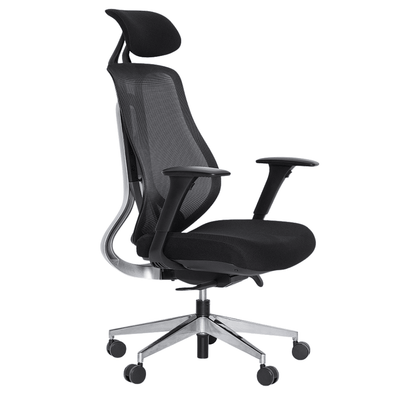 Silla ejecutiva ALBAR AC-40E con respaldo en malla ajustable en 9 posiciones y soporte lumbar activo.