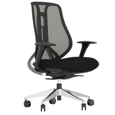 Silla ejecutiva ALBAR AC-40S con respaldo en malla ajustable en 9 posiciones y soporte lumbar activo.