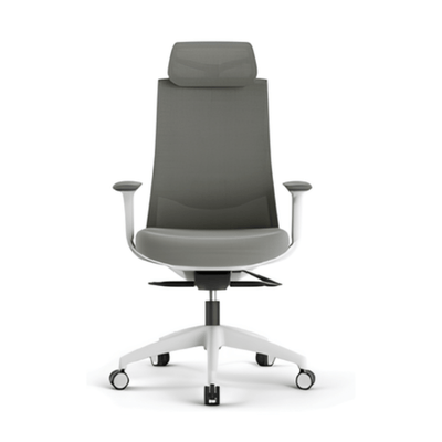 Silla De Oficina Ejecutiva Soporte Lumbar - TECHNO ROYAL WHITE RESPALDO ALTO - Asiento y Respaldo Tapizado - Royal White Respaldo Alto - Techno - NOGAL BEAT - silla