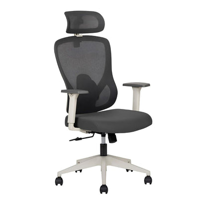 Silla De Oficina Ejecutiva - TECHNO PILOT WHITE RESPALDO ALTO - Gris - Respaldo en Malla y Asiento Tapizado - - Techno - NOGAL BEAT - Silla de Oficina