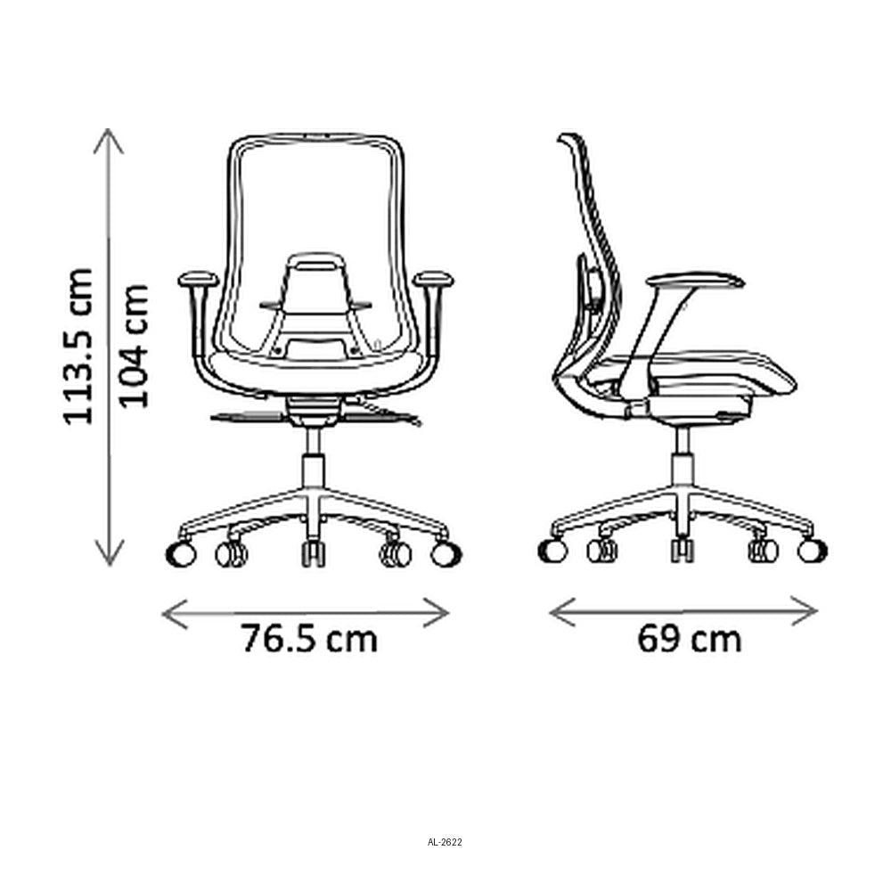 Silla de Oficina Ejecutiva - VERSA ALTUS ANIA - Estructura Aluminio - Asiento Tapizado en Tela y Respaldo en Malla - AL-2622 - VERSA - NOGAL BEAT - Silla Ejecutiva