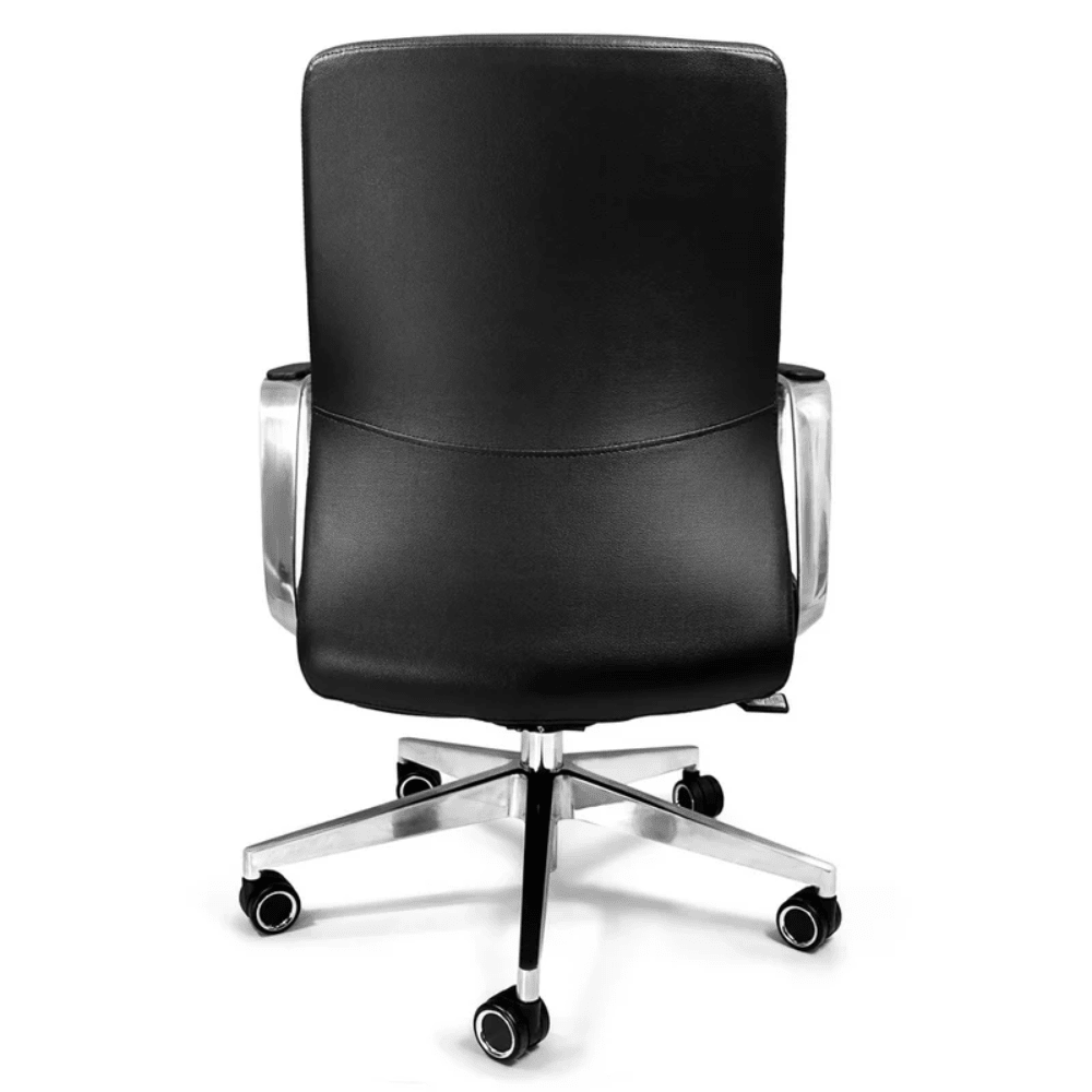 Silla de oficina Nogal Beat Mallorca Bajo con asiento y respaldo tapizados en piel y base de aluminio