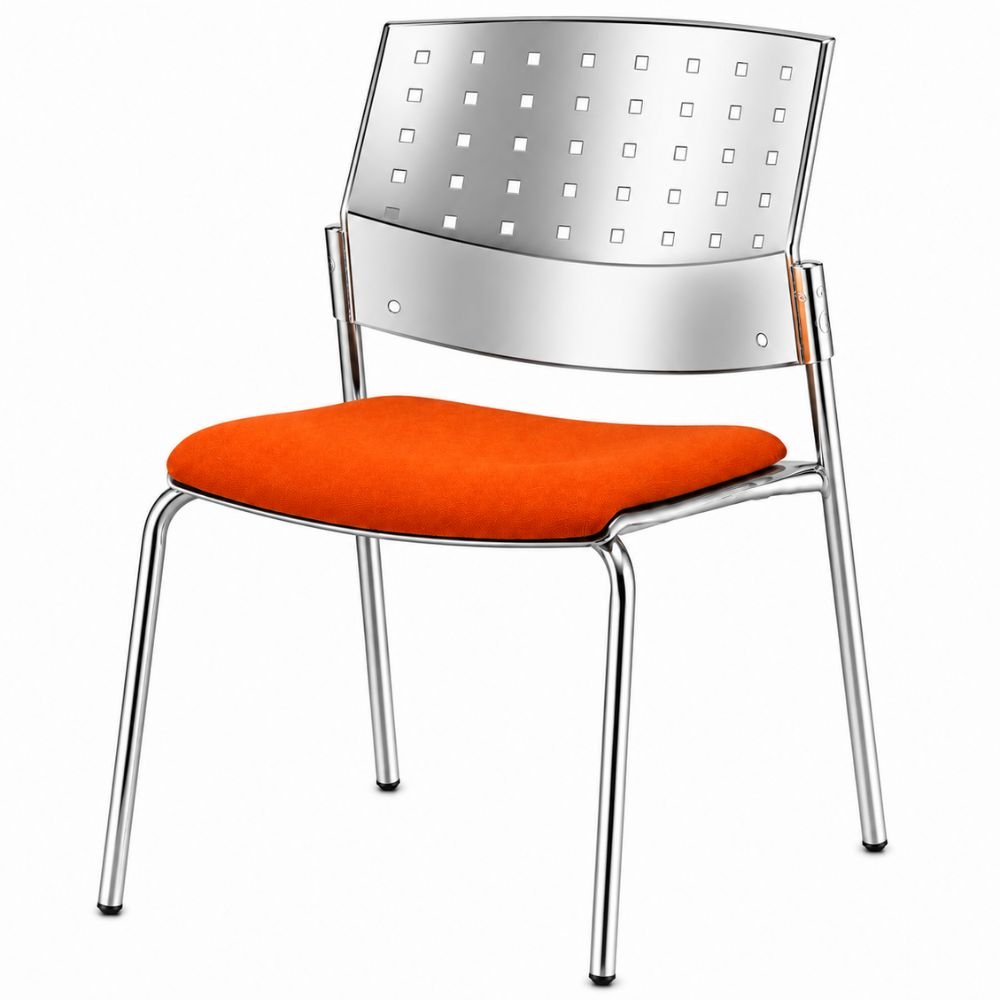 Silla de Oficina para Recepción Asiento Tapizado - LABENZE ARETA 1106-00223 - Varios Colores - Patas Tubular Cromado
