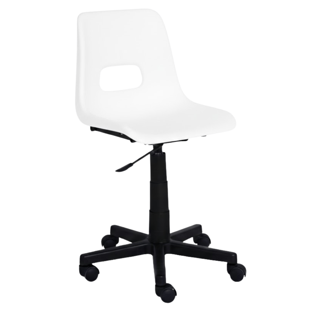 Silla secretarial Albar PL-19 B con asiento de polipropileno de una pieza, base de nylon y pistón cajero