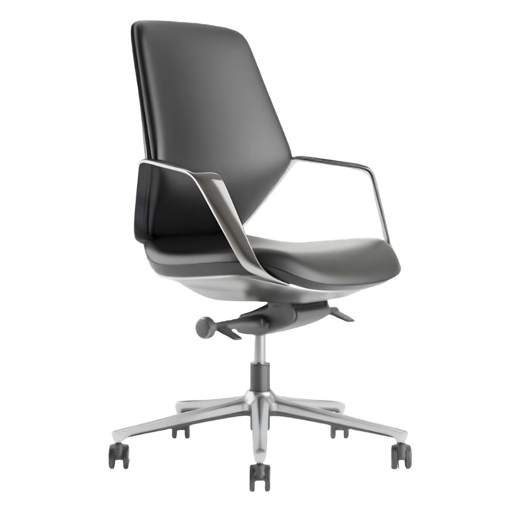 Silla secretarial Nogal Beat Stark Medio con asiento y respaldo tapizados en vinil.