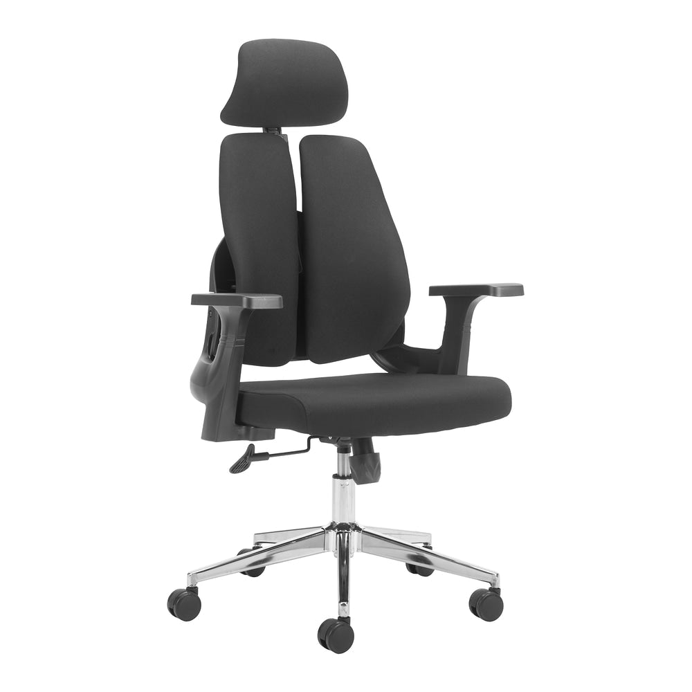 Silla de Oficina Secretarial para Centro de Cómputo - ZUO GENRIC - Negro - Respaldo en Malla y Asiento Tapizado - 110837 - Zuo - NOGAL BEAT - Silla Secretarial