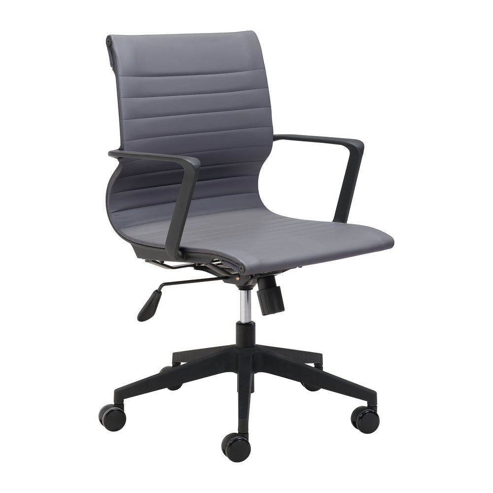 Silla de Oficina Secretarial para Consultorio - ZUO STACY - Gris Oscuro - Asiento y Respaldo Tapizados en Piel Sintética - 110961 - Zuo - NOGAL BEAT - Silla Secretarial