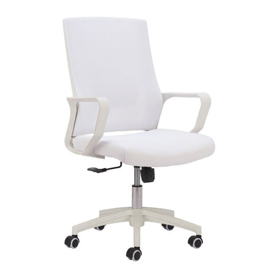 Silla de Oficina Secretarial para Home Office - ZUO JETT - Blanco - Respaldo en Malla y Asiento Tapizado - 110840 - Zuo - NOGAL BEAT - Silla Secretarial