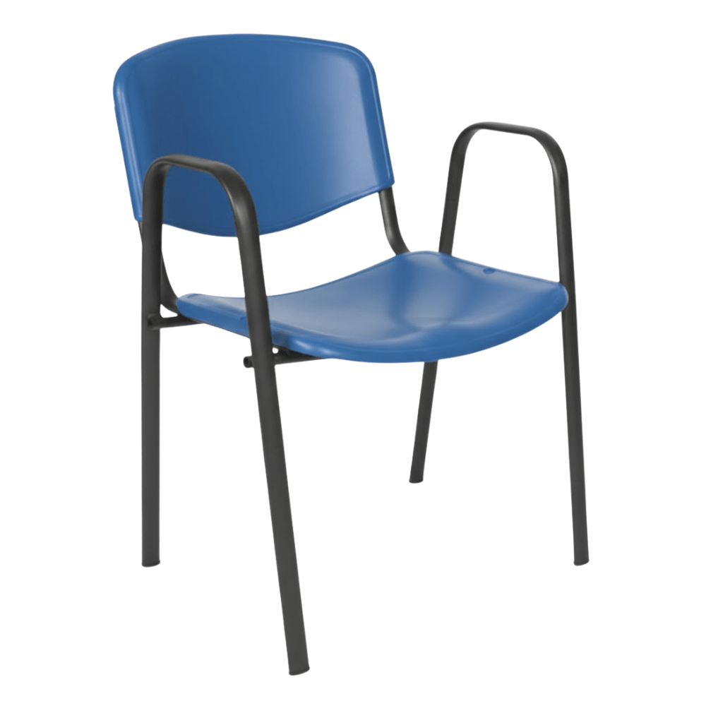 Silla de visita ALBAR LK-05 estibable con brazos, asiento de polipropileno y estructura tubular ovalada