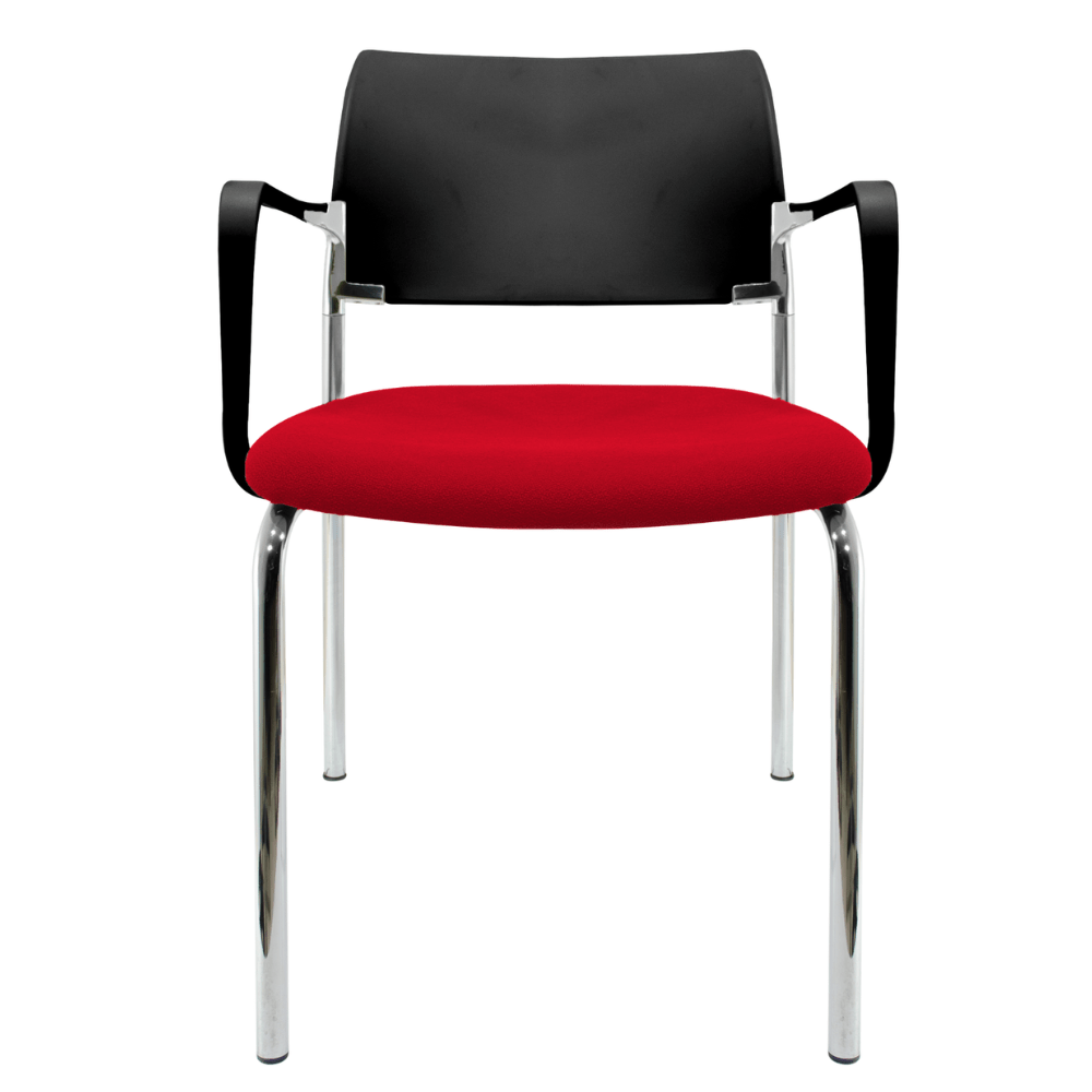 Silla de visita GERSA E-39501 con asiento tapizado, respaldo en polipropileno, brazos y estructura cromada