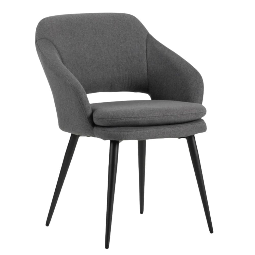 Silla de visita Nogal Beat Duke con asiento y respaldo tapizados y base de cuatro patas en acero