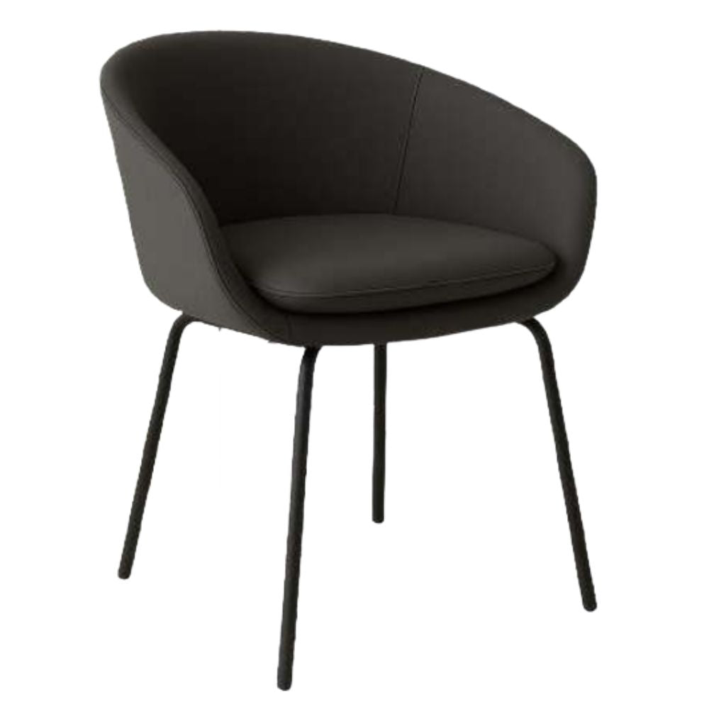 Silla de visita Nogal Beat Jade con base de cuatro patas en acero negro y asiento y respaldo tapizados