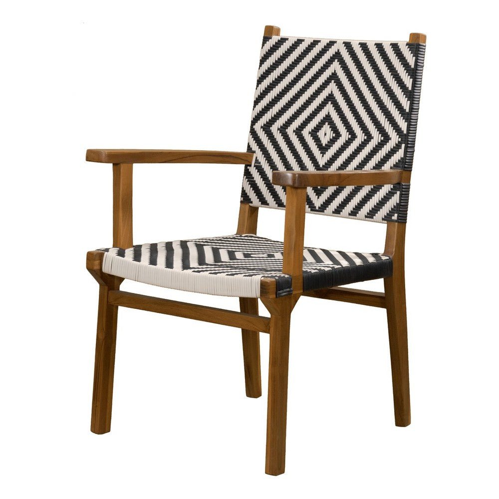 Silla de Terraza para Hotel - NOGAL BEAT MATÍAS - Varios Colores - Madera Teca y Polyrattan - SILLA MATÍAS Negro/Blanco - CAMCO - NOGAL BEAT - Silla de Terraza