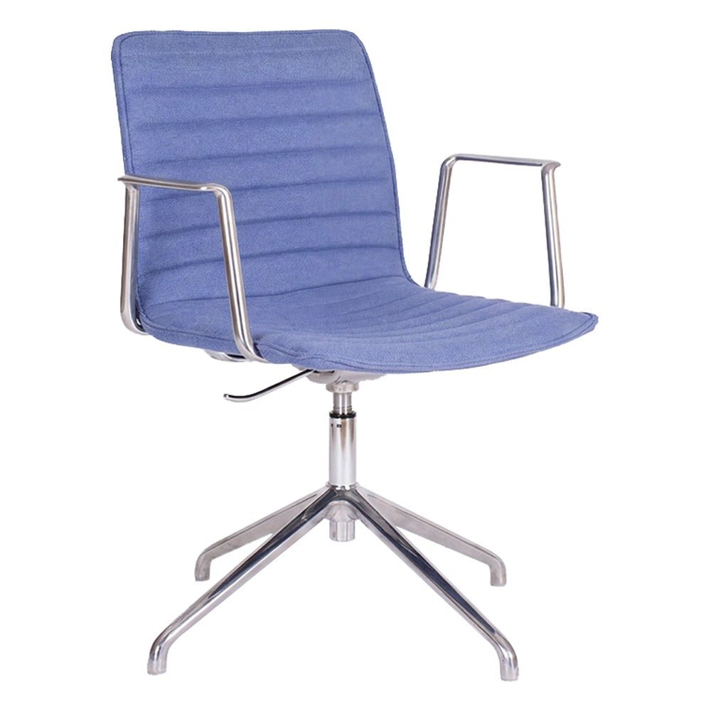 Silla de Visita para Sala de Juntas - GEBESA ENEAS - Asiento Azul - Respaldo Bajo en Tapiz Jaspeado - GDOH144A - GEBESA - NOGAL BEAT - Silla de Visita