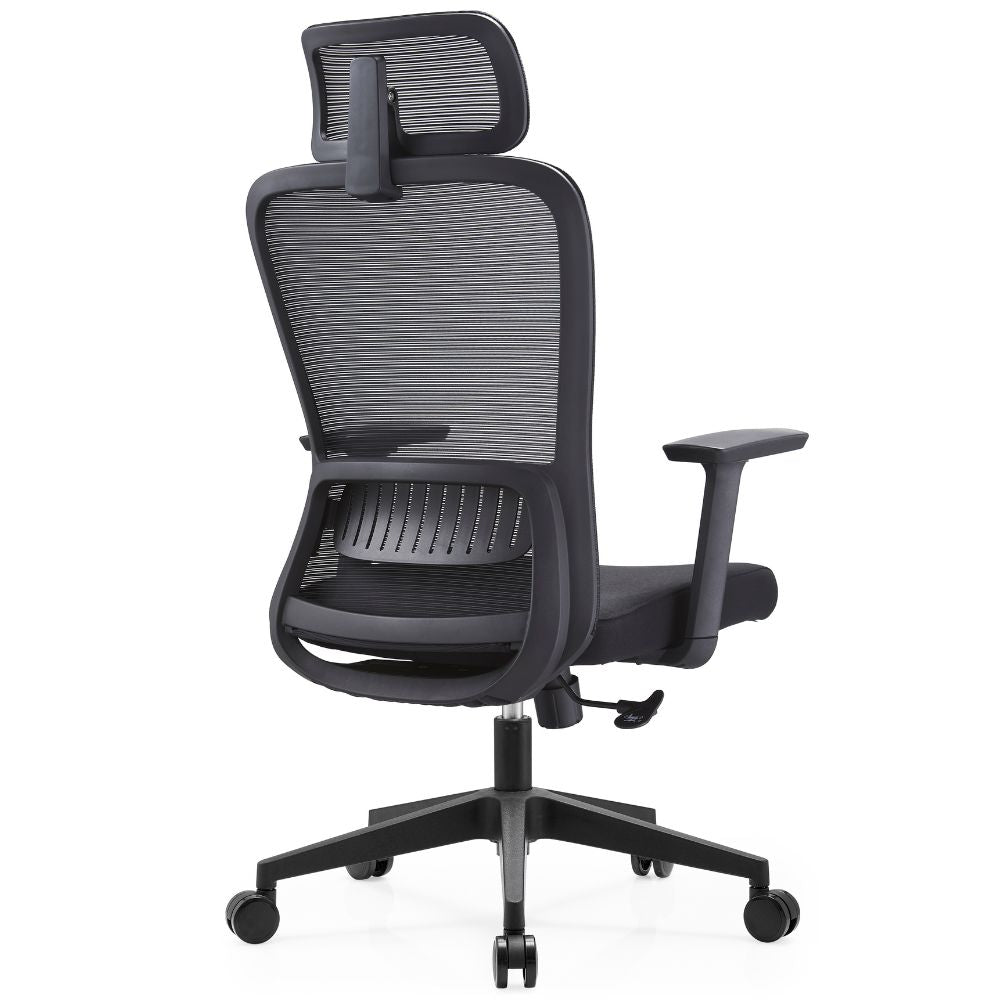 SILLA GERSA FENT ALTO | Silla Gerencial | Respaldo Malla | Cabecera | Brazos | Asiento Poliuretano | Base Nylon | Rodajas | Interior - Fent Alto - GERSA - NOGAL BEAT - Sillas de oficina