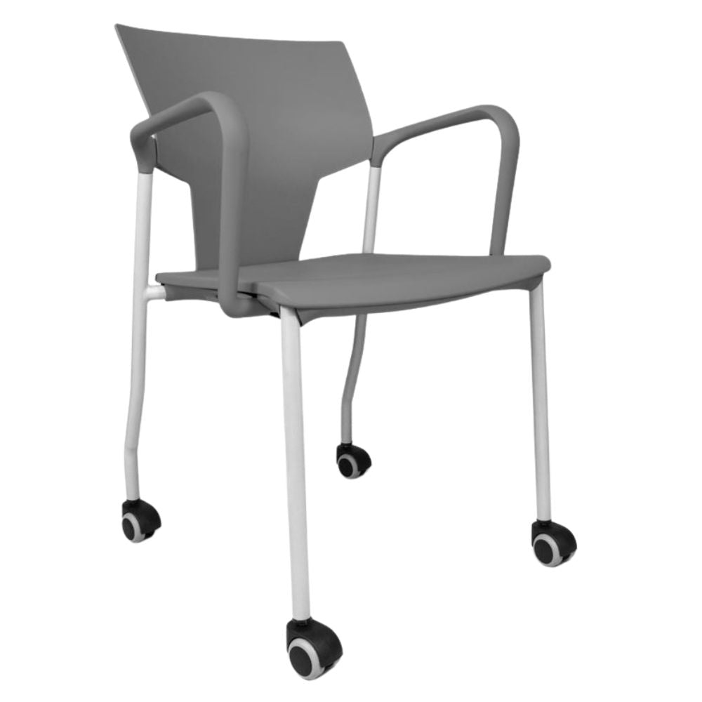 SILLA INFINITI AKTIVA BRAZOS CON RODAJAS | Silla Aktiva Brazos Rodajas para Sala Juntas Conferencias | Polipropileno | Interior - 102-0600B-BCO - Infiniti - NOGAL BEAT - Sillas
