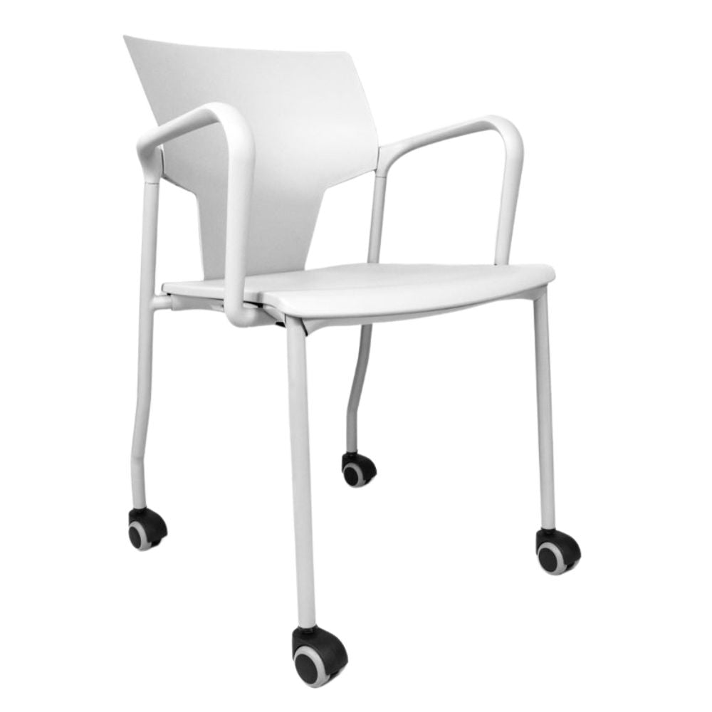 SILLA INFINITI AKTIVA BRAZOS CON RODAJAS | Silla Aktiva Brazos Rodajas para Sala Juntas Conferencias | Polipropileno | Interior - 102-0600B-BCO - Infiniti - NOGAL BEAT - Sillas