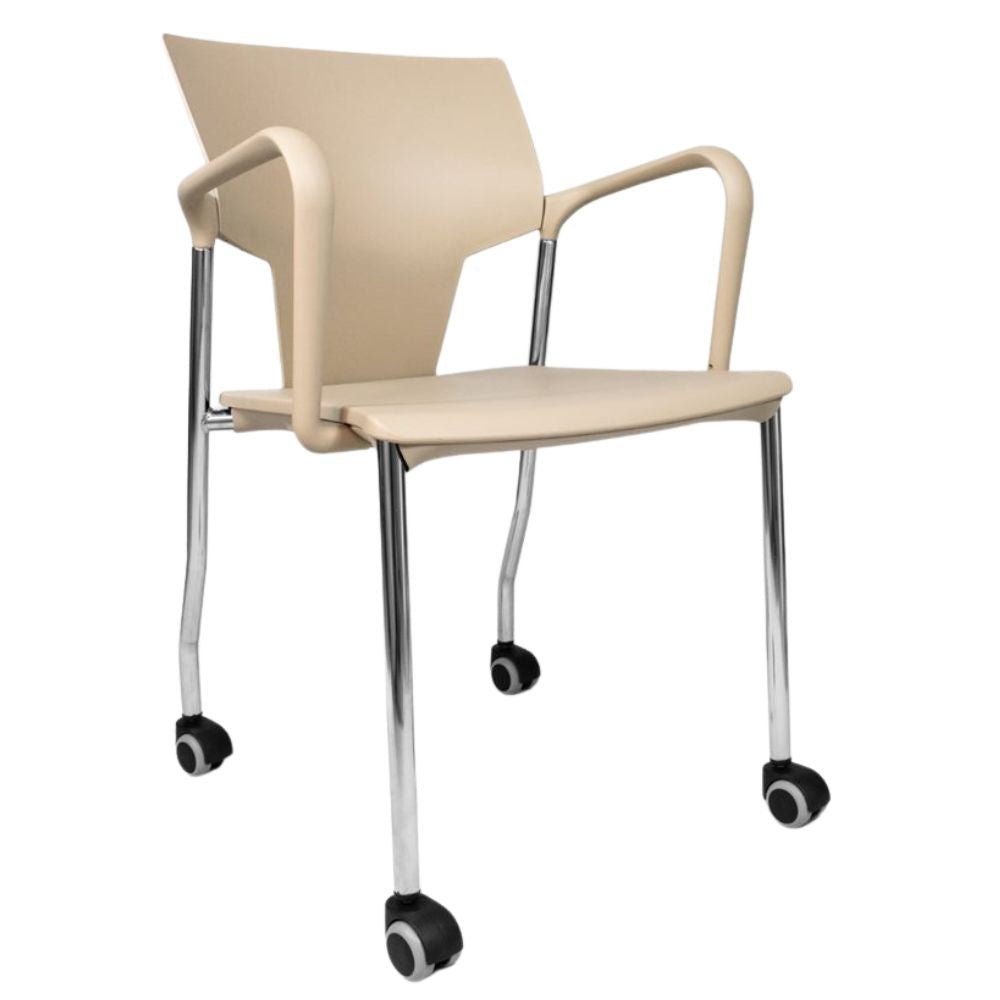 SILLA INFINITI AKTIVA BRAZOS CON RODAJAS | Silla Aktiva Brazos Rodajas para Sala Juntas Conferencias | Polipropileno | Interior - 102-0600B-BCO - Infiniti - NOGAL BEAT - Sillas