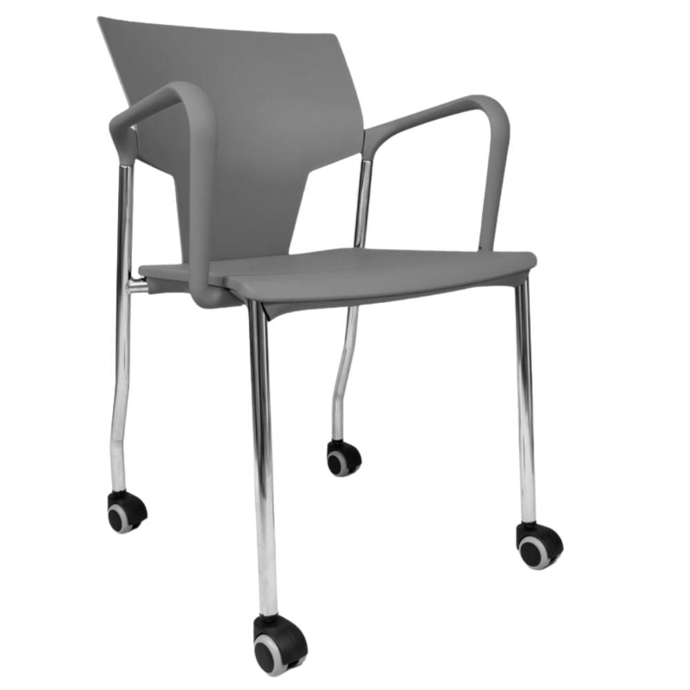 SILLA INFINITI AKTIVA BRAZOS CON RODAJAS | Silla Aktiva Brazos Rodajas para Sala Juntas Conferencias | Polipropileno | Interior - 102-0600B-BCO - Infiniti - NOGAL BEAT - Sillas