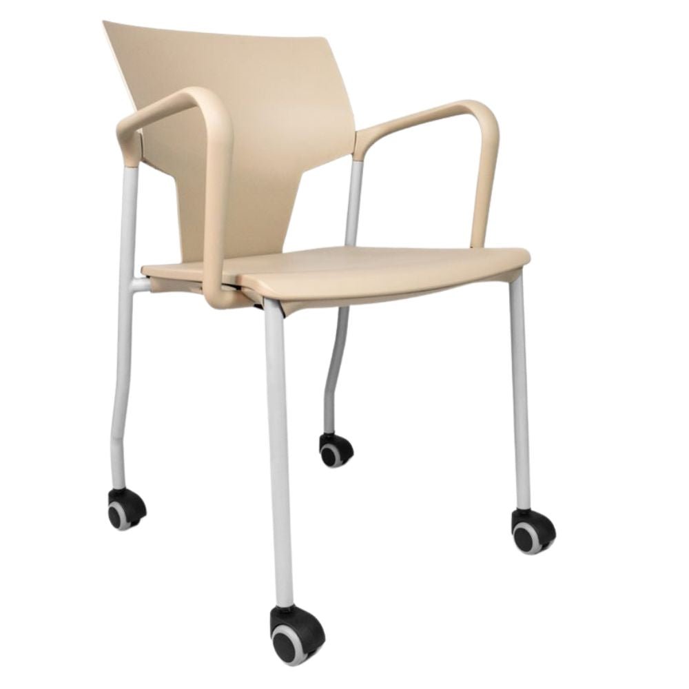SILLA INFINITI AKTIVA BRAZOS CON RODAJAS | Silla Aktiva Brazos Rodajas para Sala Juntas Conferencias | Polipropileno | Interior - 102-0600B-BCO - Infiniti - NOGAL BEAT - Sillas