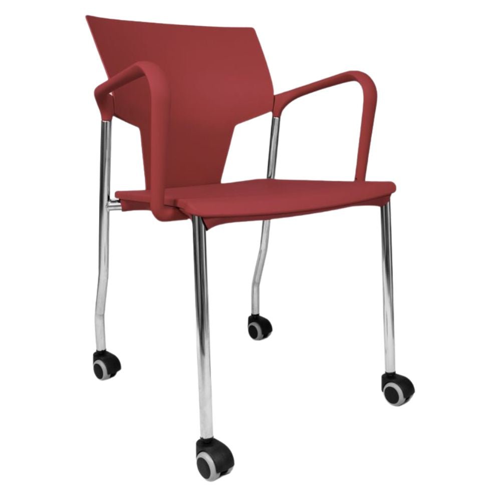 SILLA INFINITI AKTIVA BRAZOS CON RODAJAS | Silla Aktiva Brazos Rodajas para Sala Juntas Conferencias | Polipropileno | Interior - 102-0600B-BCO - Infiniti - NOGAL BEAT - Sillas