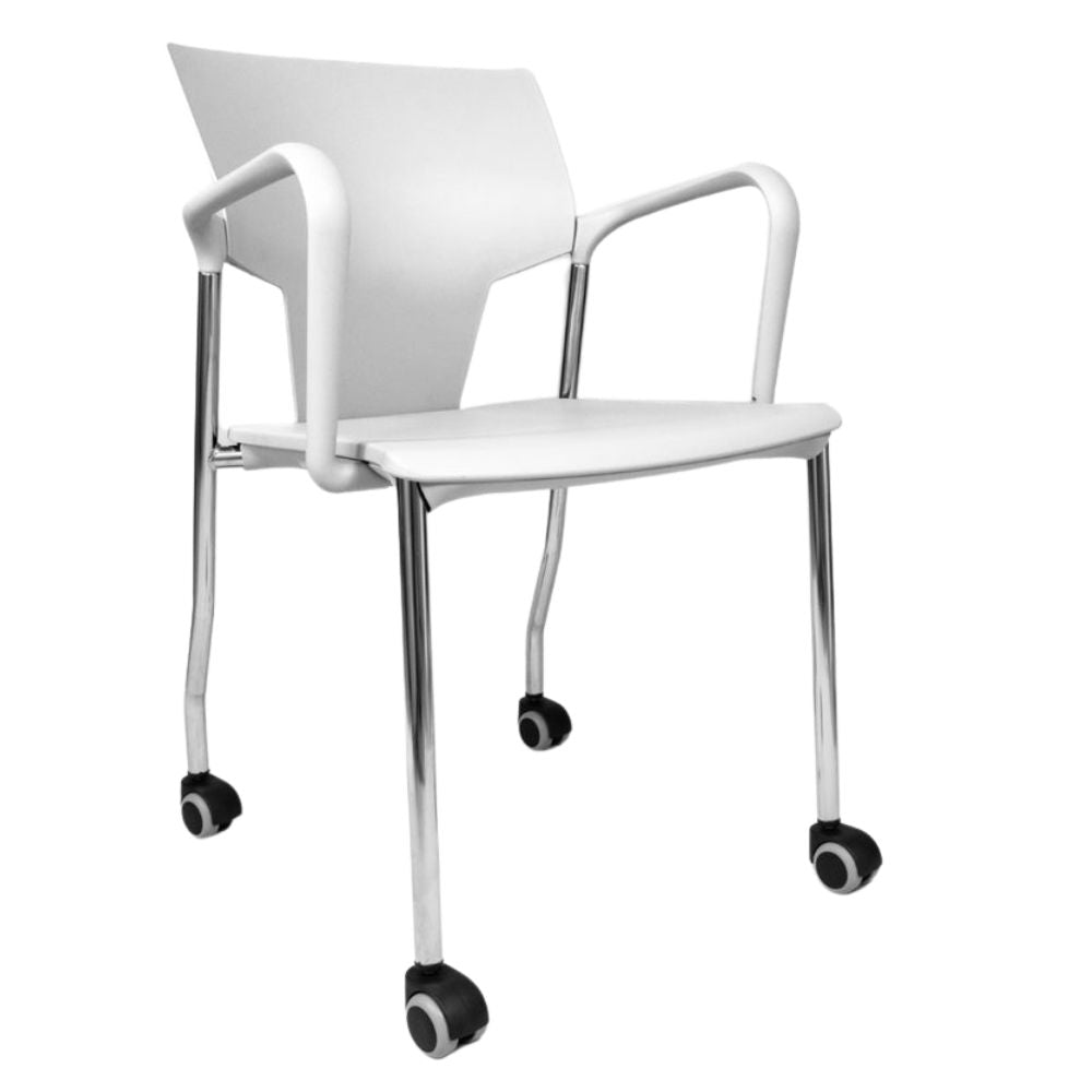 SILLA INFINITI AKTIVA BRAZOS CON RODAJAS | Silla Aktiva Brazos Rodajas para Sala Juntas Conferencias | Polipropileno | Interior - 102-0600B-BCO - Infiniti - NOGAL BEAT - Sillas