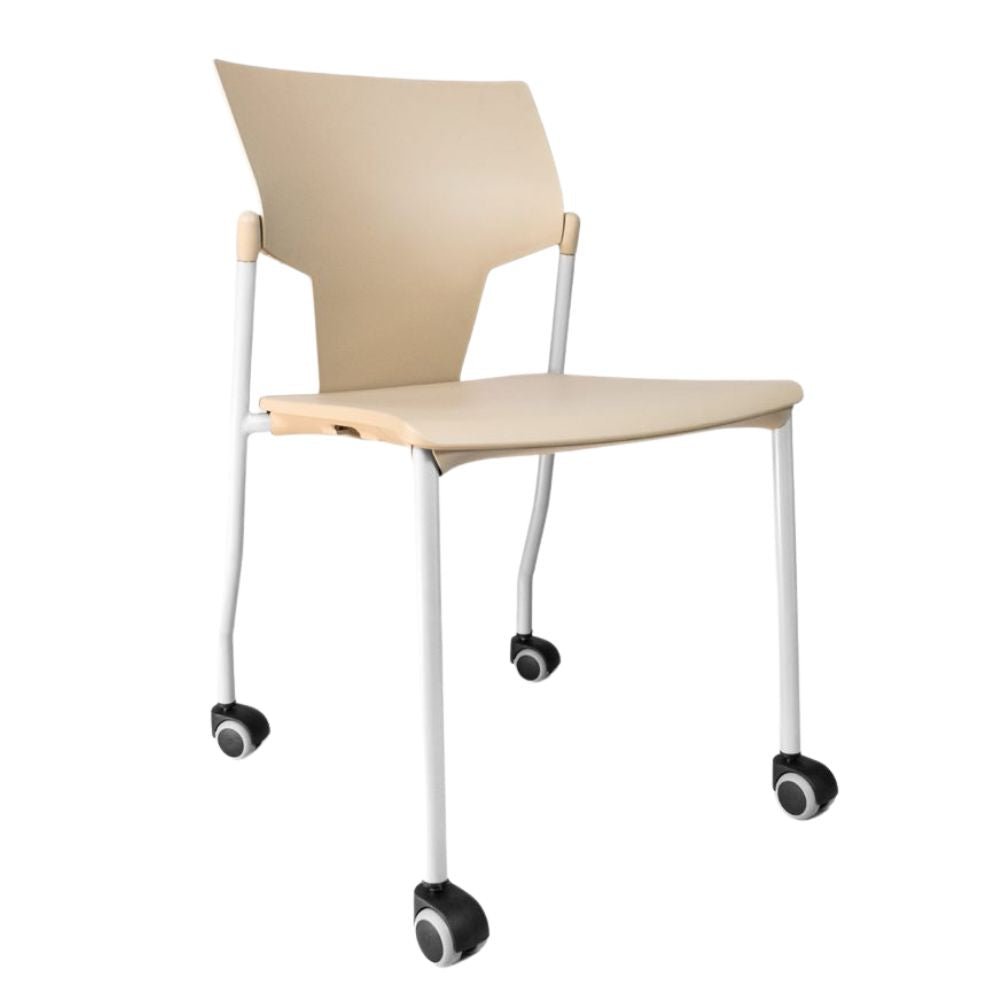 Silla de visita Infiniti Aktiva sin brazos con rodajas y asiento de polipropileno apilable