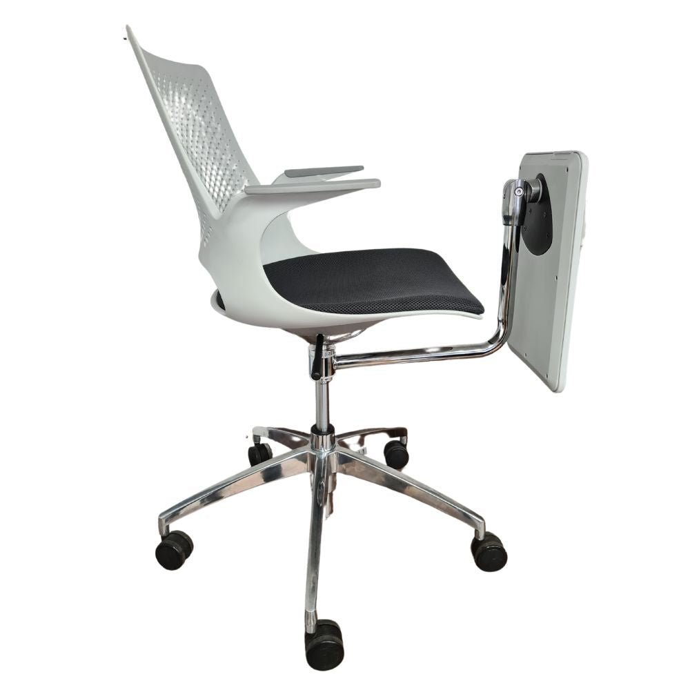Silla de capacitación NOGAL BEAT MEDELLIN gris con paleta lateral y asiento tapizado