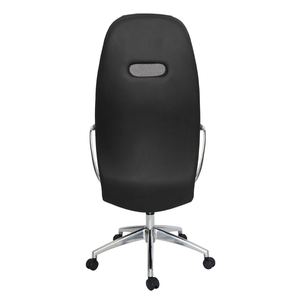 Silla directiva Offiho Alufsen OHE-405 negra de respaldo alto con cabecera de malla y brazos de aluminio