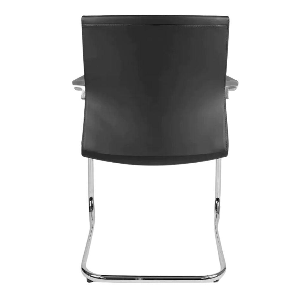 Silla de visita ergonómica OFFIHO VANTO OHV-78 negra con asiento tapizado en piel y base trineo cromada