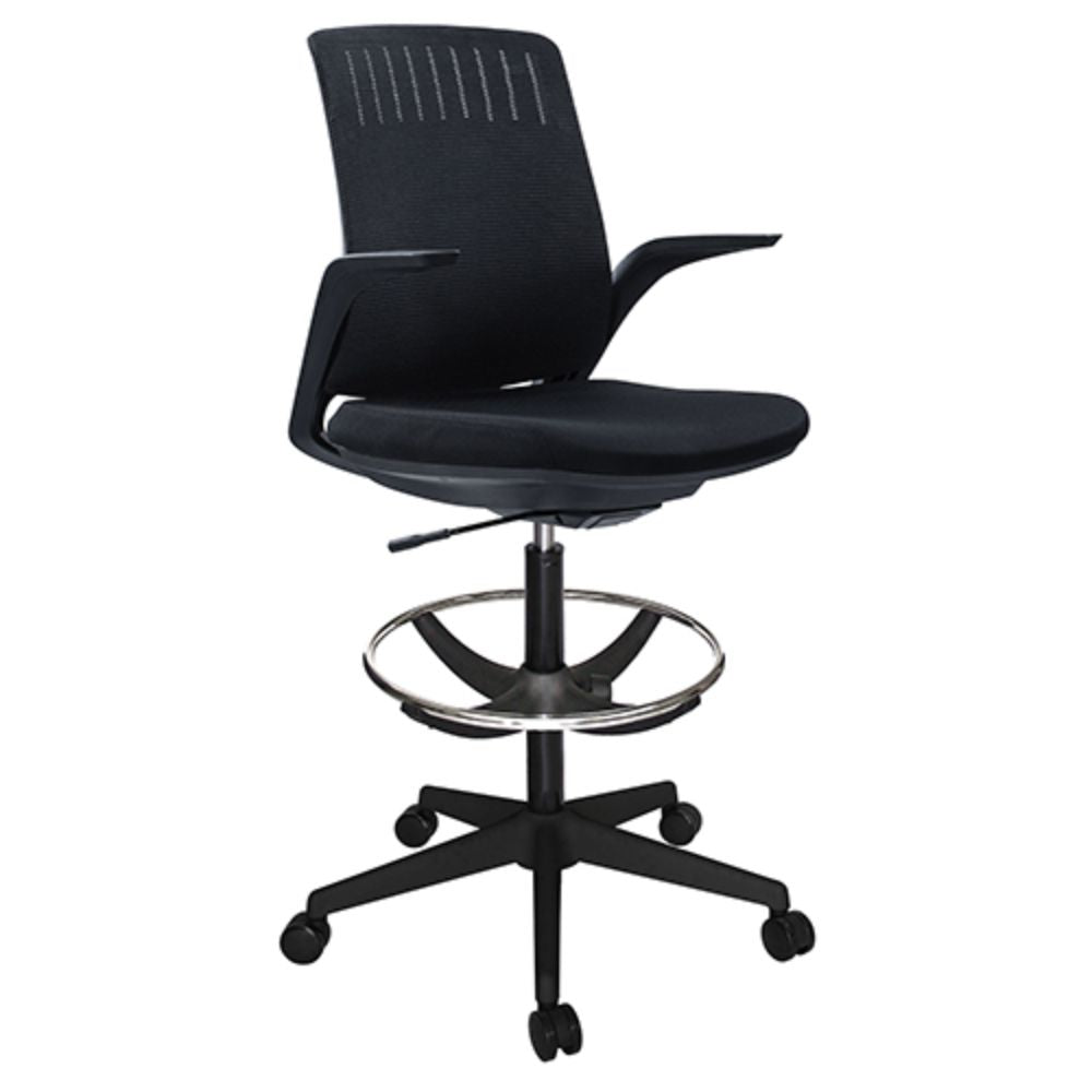 Silla de oficina operativa OFFIHO Whale OHE-100 negra con respaldo en malla, asiento tapizado y base estrella