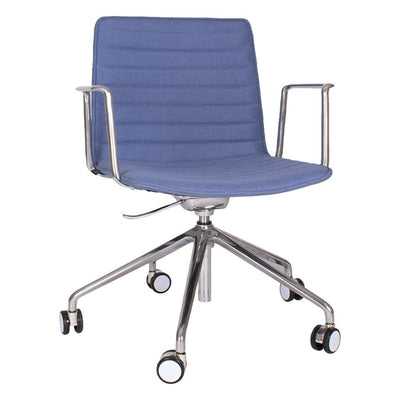 Silla Operativa de Oficina - GEBESA ENEAS - Asiento Azul - Respaldo Bajo y Base de Aluminio Fundido - GDOH143ENA - GEBESA - NOGAL BEAT - Silla Operativa