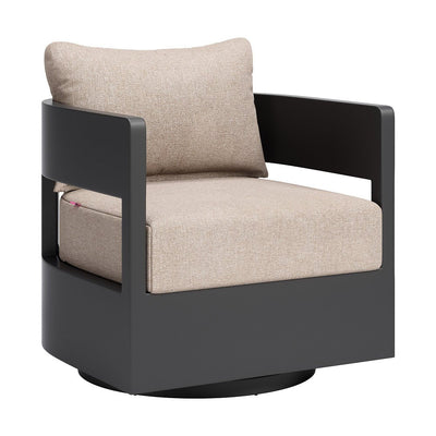 Silla para Terraza y Alberca - ZUO FORET - Negro - Asiento y Respaldo Tapizados con Tela para Exterior - 704256 - Zuo - NOGAL BEAT - Silla de Terraza