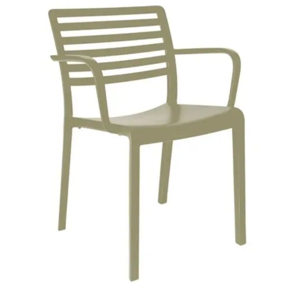 SILLA RESOL LAMA ARMCHAIR | Silla Ocasional | Fibra Vidrio | Polipropileno | Apilable | Protección UV | Brazos | Interior + Exterior - 01326 - Resol - NOGAL BEAT - Sillas