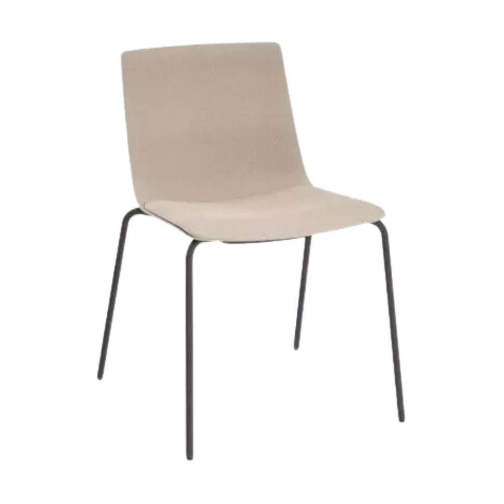 SILLA RESOL SKIN 4 PATAS FULLY UPHOLSTERED | Silla Ocasional para Comedor | Inyectado en Polipropileno | Tapizado Patas Acero Pintado | Interior - 85936 + 61149 - Resol - NOGAL BEAT - silla