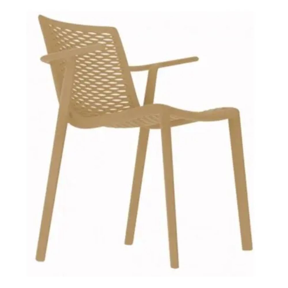 SILLA RESOLl NETKAT ARMCHAIR | Silla Ocasional | Fibra Vidrio | Polipropileno | Apilable | Protección UV | Brazos | Interior + Exterior - 01135 - Resol - NOGAL BEAT - Sillas