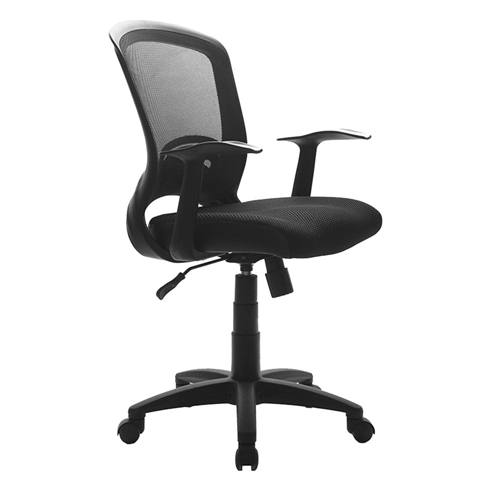 Silla Semi Ejecutiva de Oficina Operativa - GEBESA INDI - Negro - Respaldo en Malla y Asiento Tapizado en Tela - GDI500 - GEBESA - NOGAL BEAT - Silla Ejecutiva