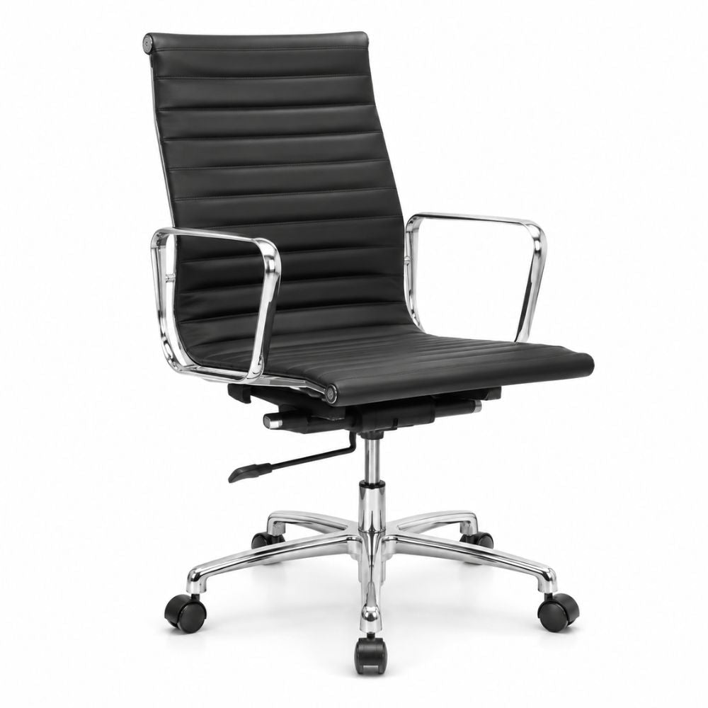 Silla Semi Ejecutiva de Oficina Privada - GEBESA GOETZ - Negro - Respaldo Bajo y Asiento Tapizado en Vinipiel - GDOH203N - GEBESA - NOGAL BEAT - Silla Ejecutiva