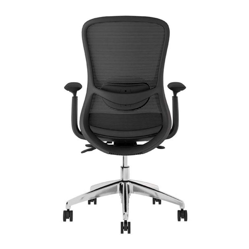 Silla de oficina operativa Techno Energy Black negra de respaldo bajo con soporte lumbar y base de aluminio