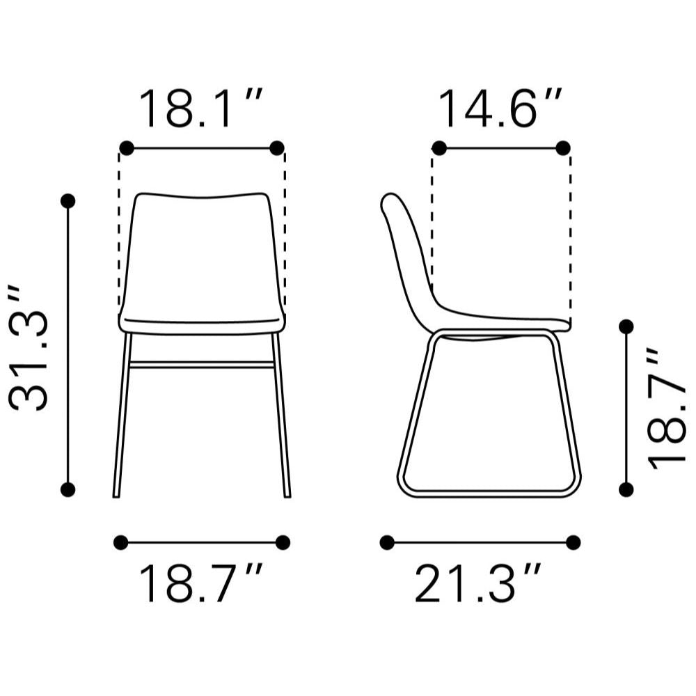 SILLA ZUO VINTAGE ESPRESSO | Silla para Comedor | Base Trineo Acero Negro | Marrón | Piel Sintética 100% Poliuretano | Interior - 100505 - Zuo - NOGAL BEAT - Sillas