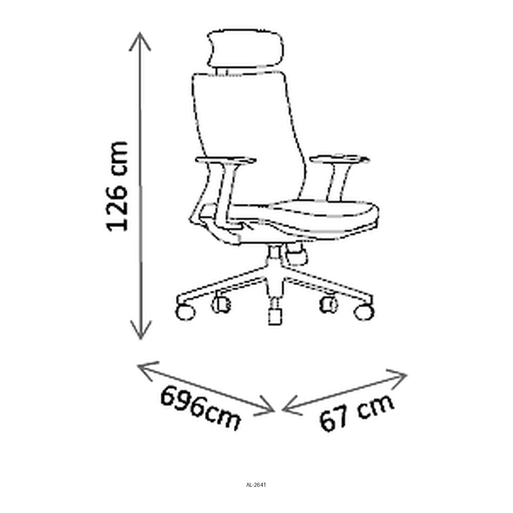 Sillón de Oficina Ejecutivo con Cabecera Ajustable - VERSA ALTUS MAGNI CABECERA - Estructura Aluminio - Mecanismo Reclinable con Bloqueo en Tres Posiciones - AL-2641 - VERSA - NOGAL BEAT - Silla Ejecutiva