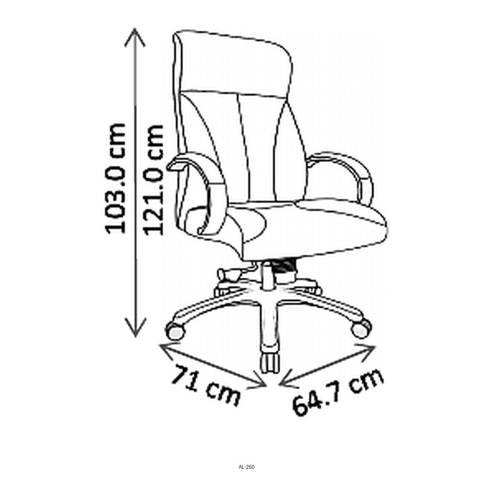 Sillón de Oficina Ejecutivo Respaldo Alto - VERSA ALTUS AVANTI - Estructura Aluminio - Asiento y Respaldo Tapizado en Piel Espuma Pu - AL-250 - VERSA - NOGAL BEAT - Silla Directiva