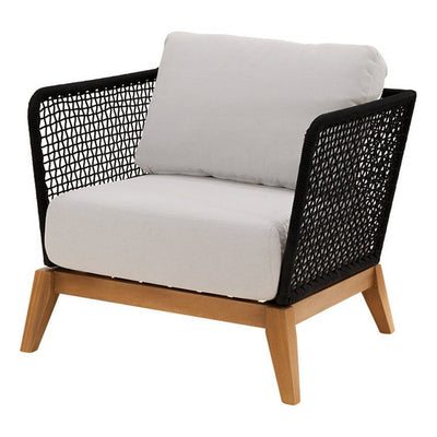 Sillón de Terraza para Áreas de Estar - NOGAL BEAT MARSELLA - Negro - Teca, Aluminio y Cuerda - SILLÓN MARSELLA Negro - CAMCO - NOGAL BEAT - Sofá de Terraza
