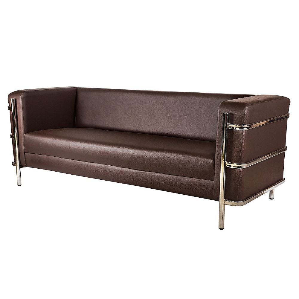 Sillón Albar Arezzo 3 plazas tapizado con base tubular redonda cromada