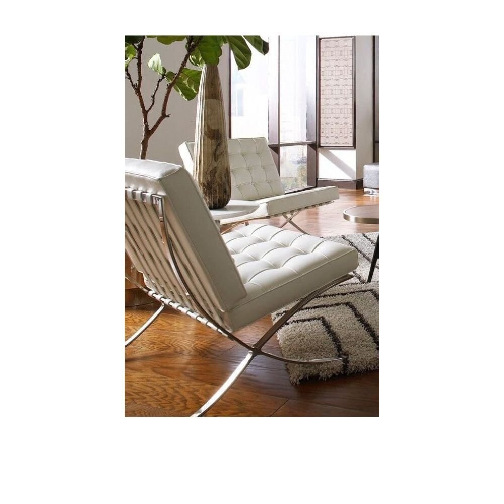 SILLON NOGAL BEAT AVIÑON INDIVIDUAL VINIL | Sillón Tipo Barcelona Ludwing Mies Van Der Rohe Oficina Despacho Bufete | Base Estructura de Acero | Textura Capitonada | Interior - AVIÑON INDIVIDUAL VINIL - MDO - NOGAL BEAT -