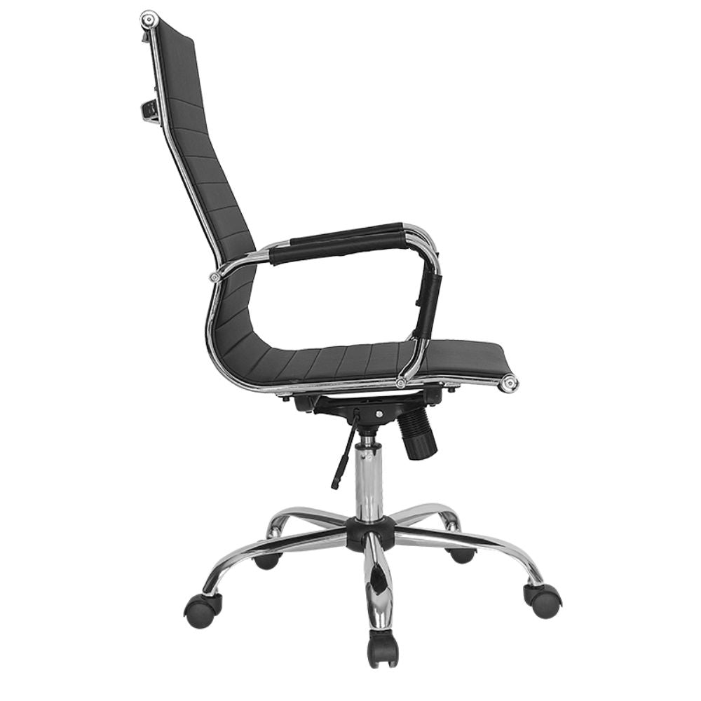 SILLÓN NOGAL BEAT GA - 002A | Sillón Ejecutivo | Base 5 Puntas | Respaldo Asiento Vinil | Brazos Metal Cromo | Altura Ajustable | Interior - GA - 002A - ALBAR - NOGAL BEAT - Sillas de oficina