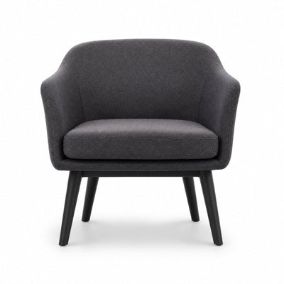 Sillón Ocasional de Recepción de Una Plaza - VERSA OFFSET - Gris Oxford - Tapizado en Tela con Base de Cuatro Patas en Acabado Pintura Negro - AL-3032N - VERSA - NOGAL BEAT - Sillón Ocasional