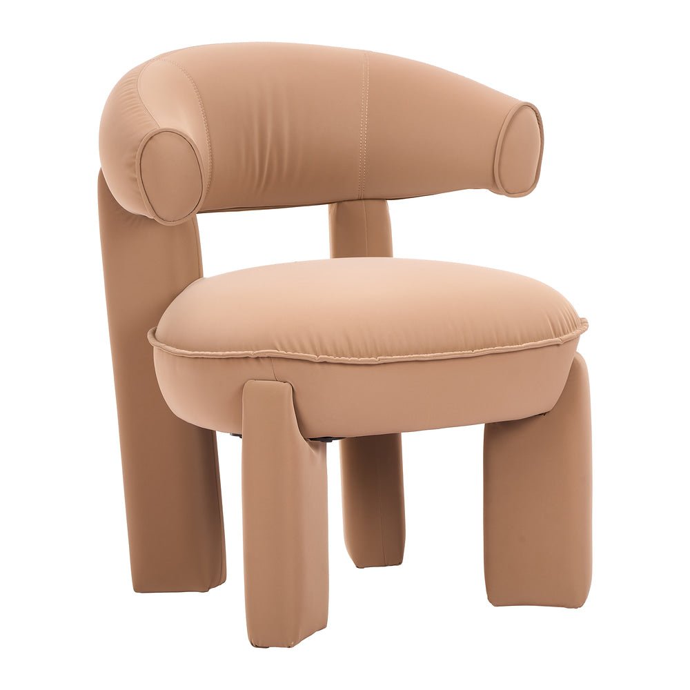 Sillón Ocasional para Coworking - ZUO COTSEN - Camel - Asiento y Respaldo Tapizados en Piel Sintética - 110928 - Zuo - NOGAL BEAT - Sillón Ocasional